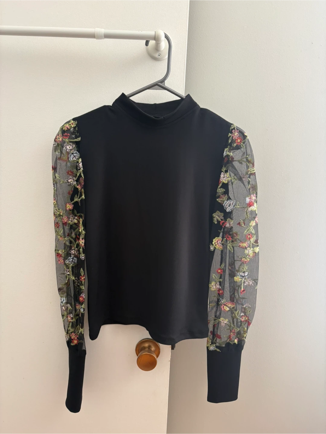 Black Top with Mesh Sleeves