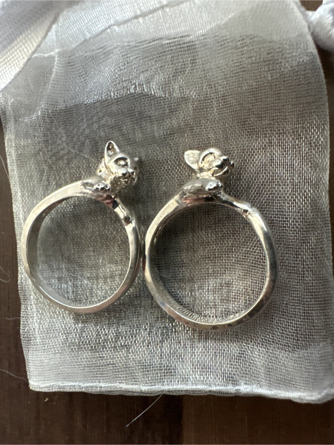Silver Cat Ring Set