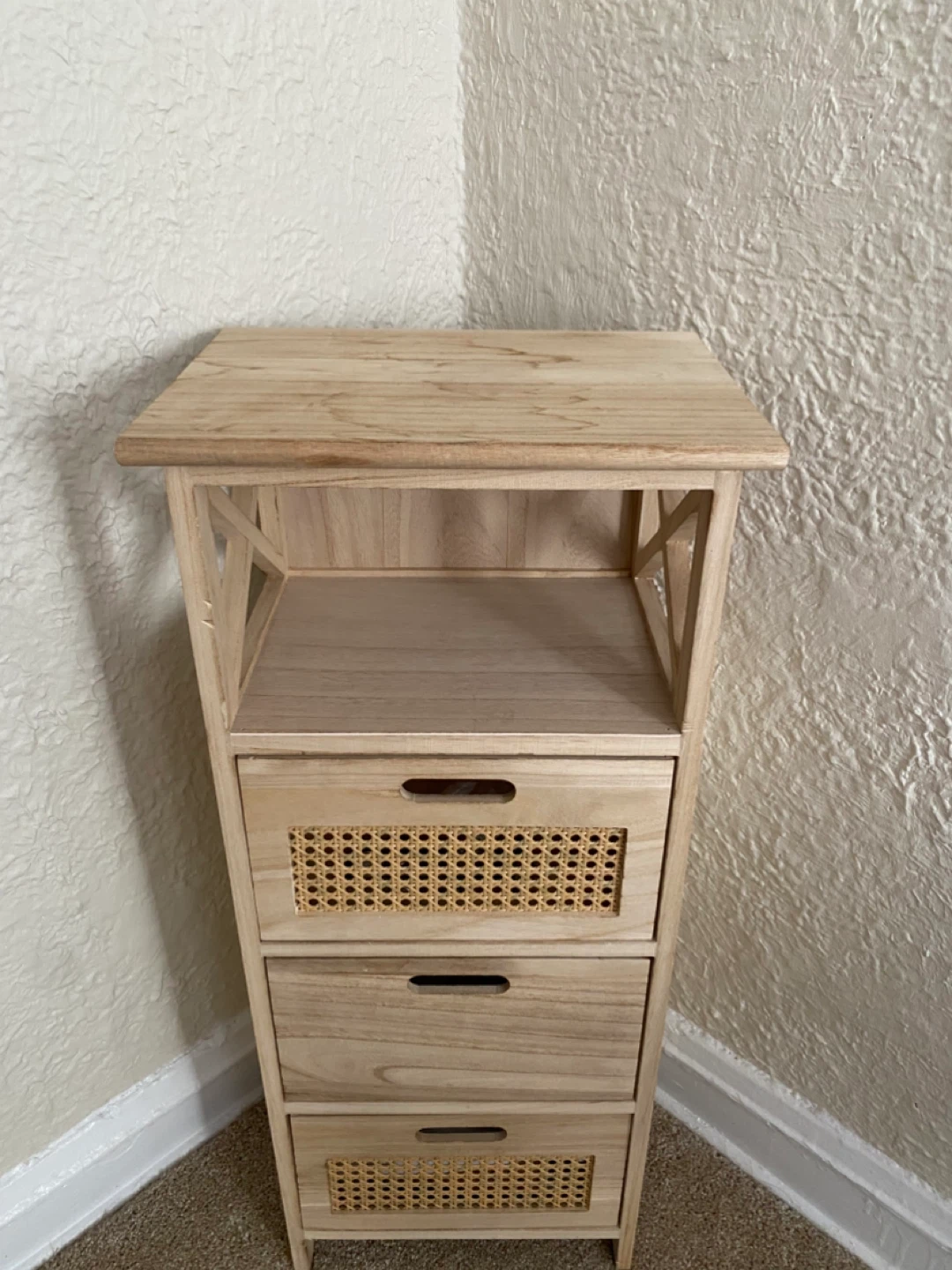 Wooden Narrow Chest of Drawers with Rattan Accents - photo 4