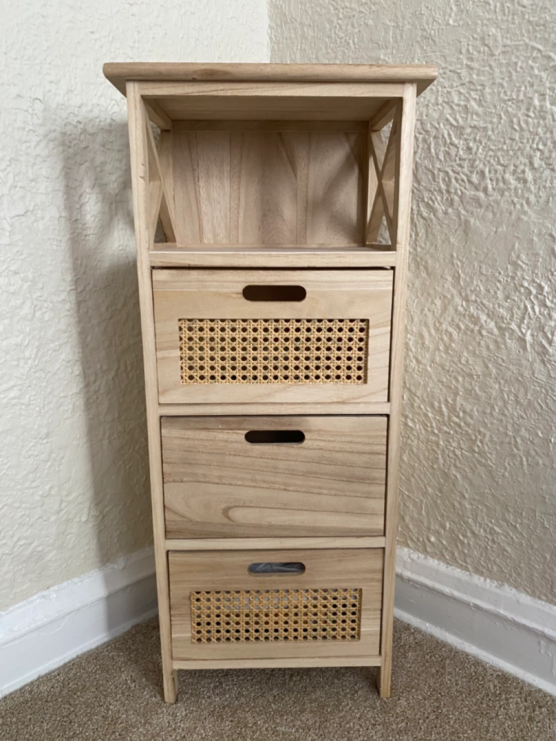 Wooden Narrow Chest of Drawers with Rattan Accents - photo 2