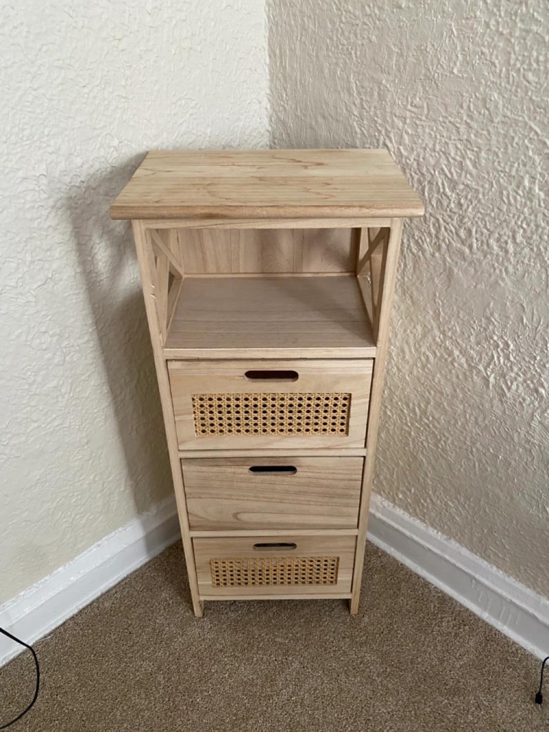Wooden Narrow Chest of Drawers with Rattan Accents - photo 3