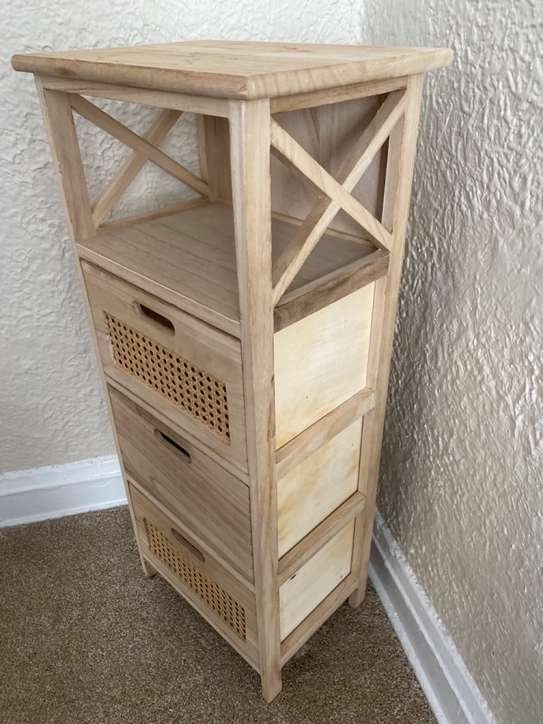 Wooden Narrow Chest of Drawers with Rattan Accents - photo 5