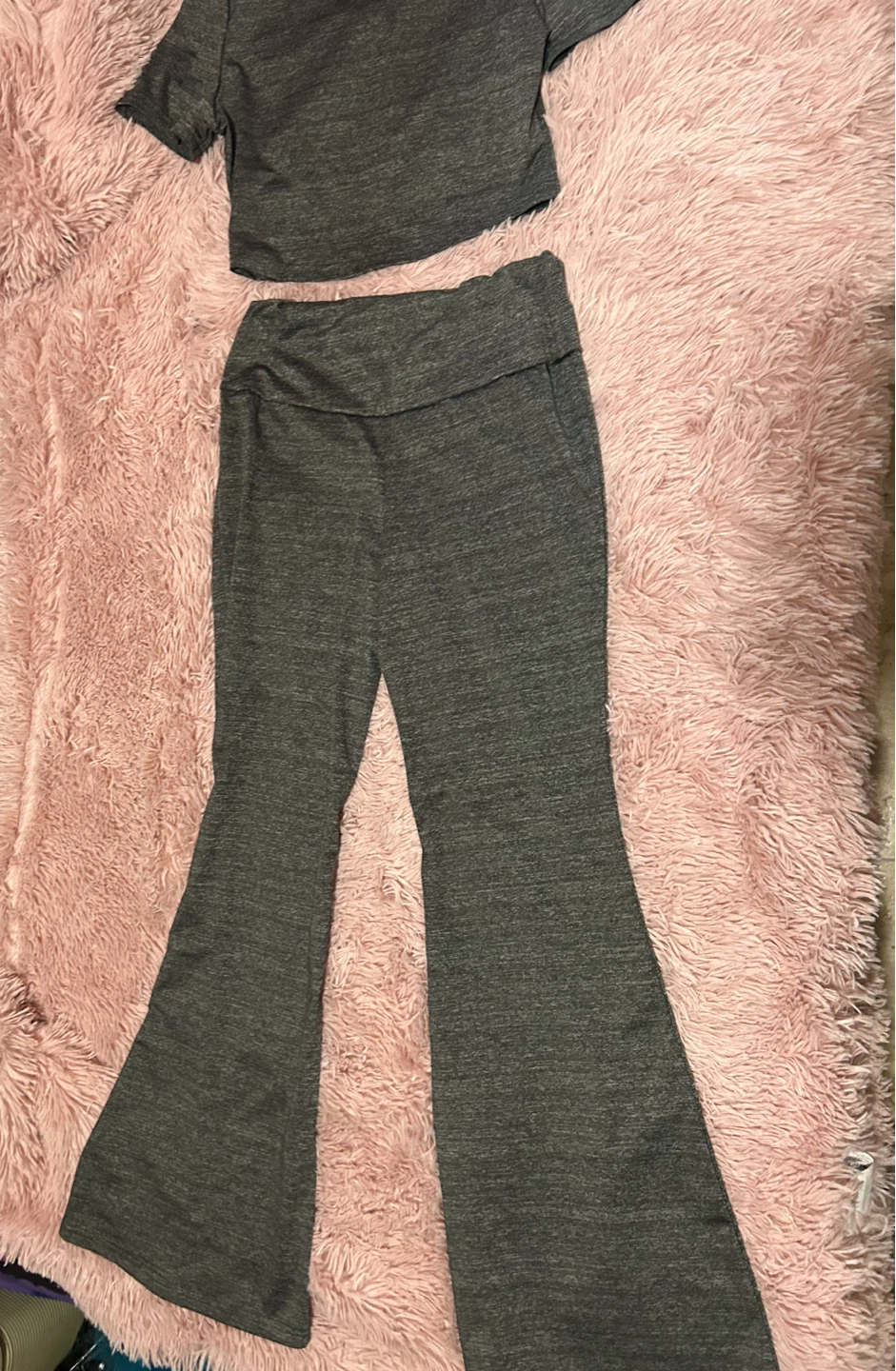 Grey Marled Crop Top and Bell Bottom Pants Set🏆 - photo 4