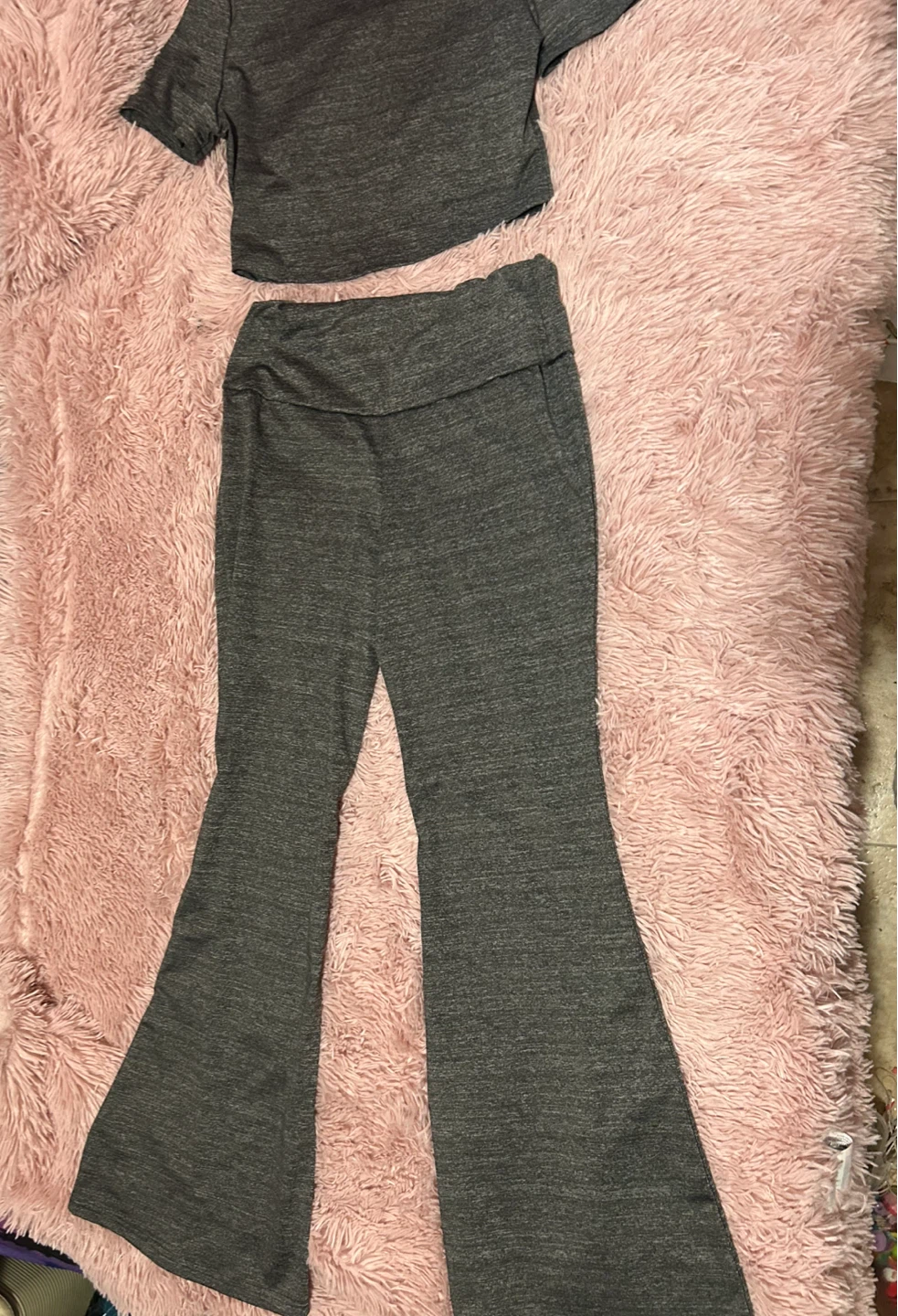Grey Marled Crop Top and Bell Bottom Pants Set🏆 - photo 5