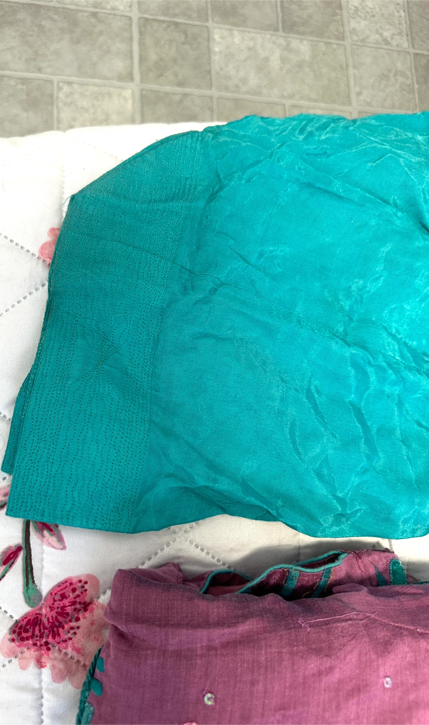Embroidered Teal and Purple Indian Suit Set - photo 3