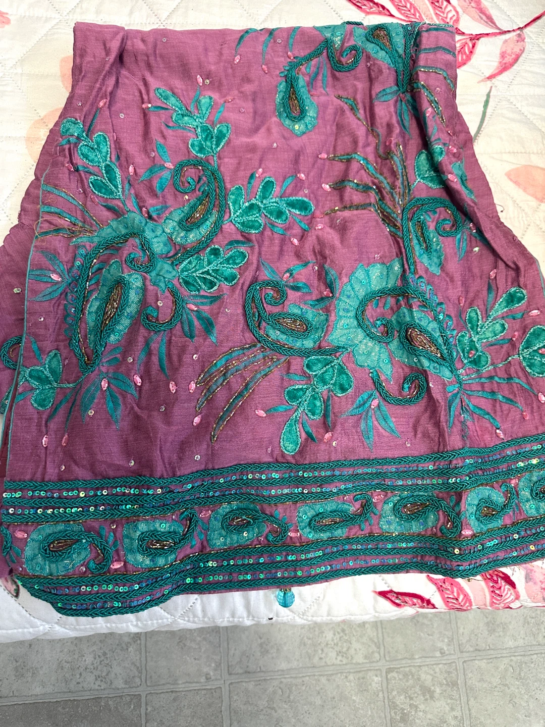 Embroidered Teal and Purple Indian Suit Set