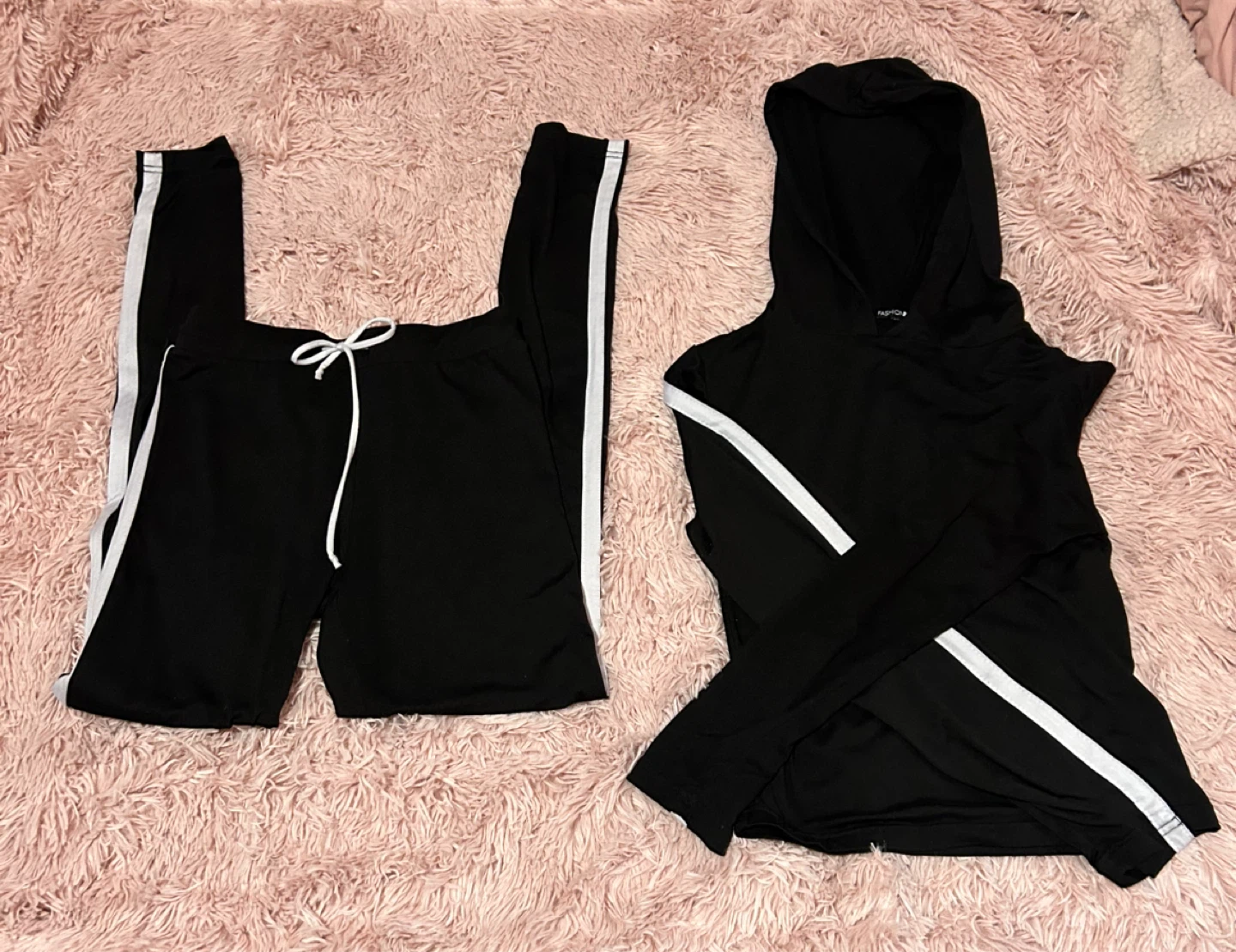 Fashion Nova Black Tracksuit Set Size M🏆