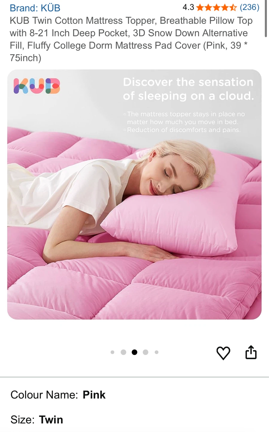 KUB Twin Cotton Mattress Topper - photo 4