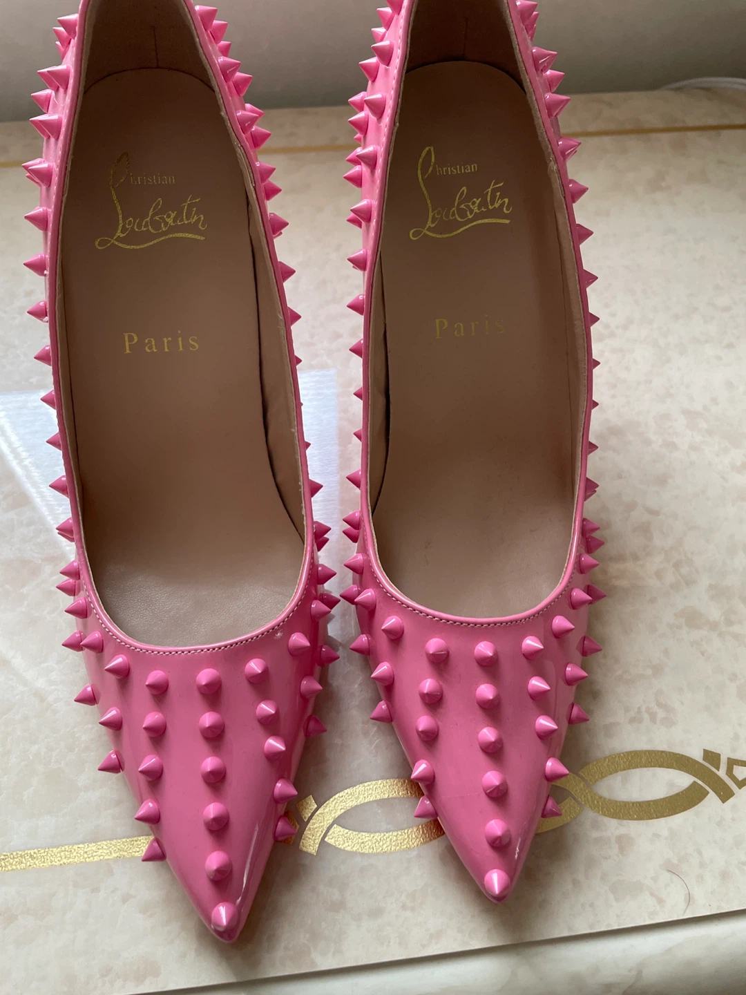 Christian Louboutin Pink Spiked Heels - photo 3