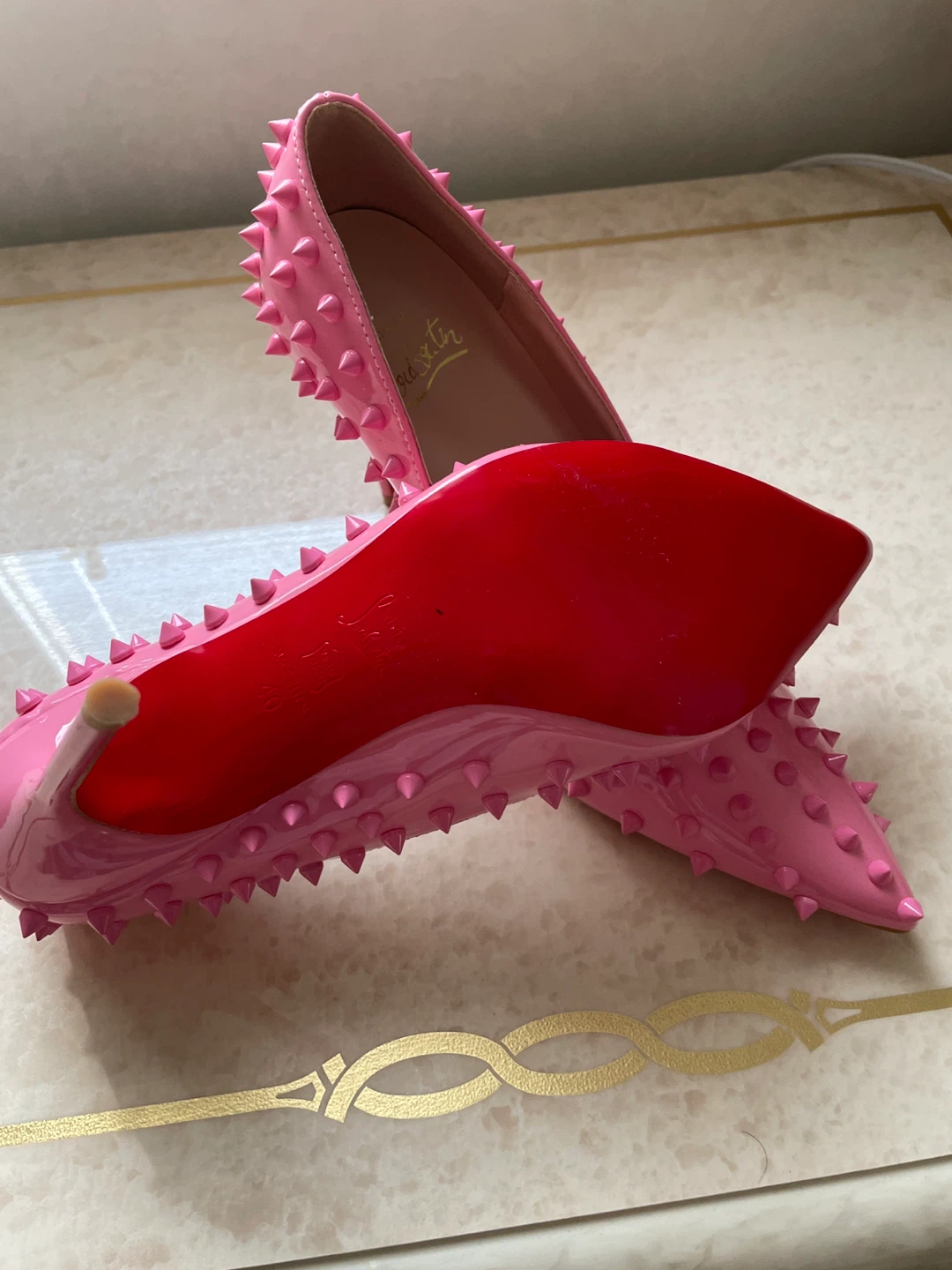 Christian Louboutin Pink Spiked Heels - photo 2