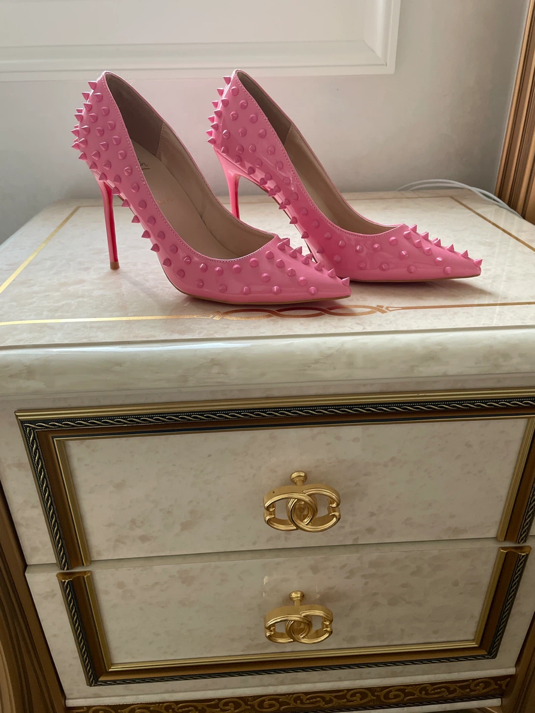 Christian Louboutin Pink Spiked Heels
