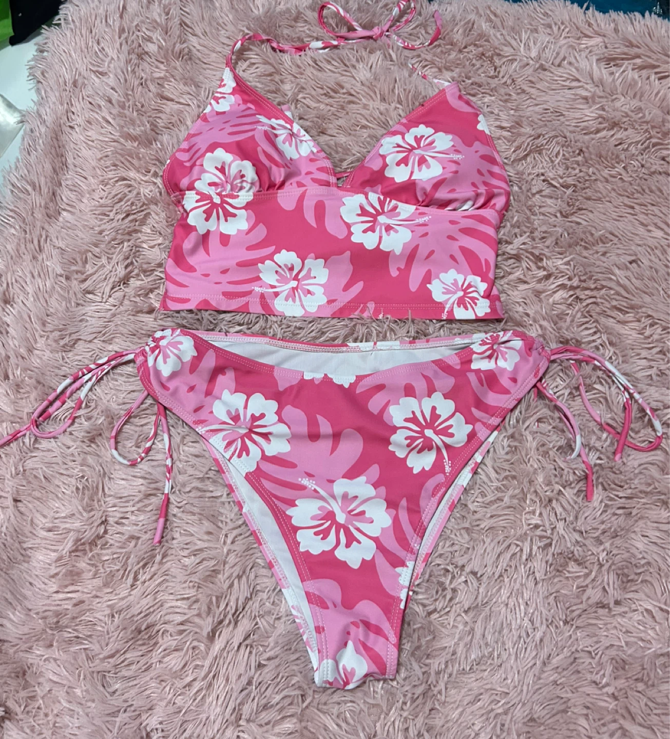 Pink Floral Bikini Set🏆