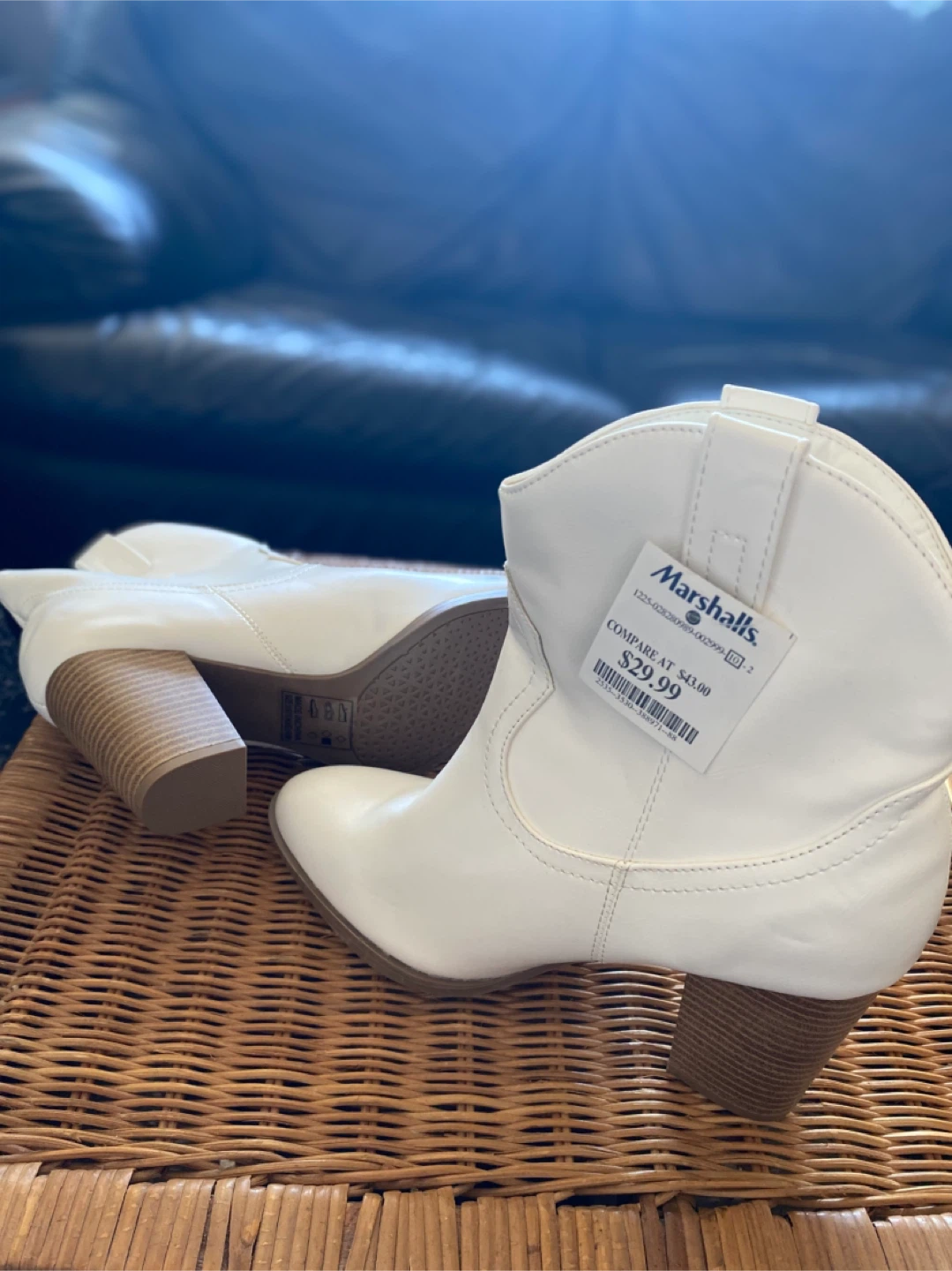 White Western Style Ankle Boots