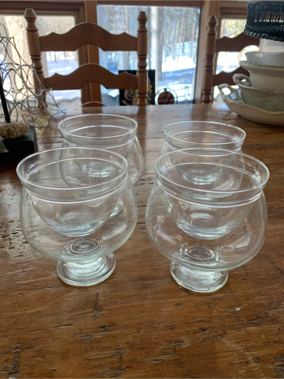 Set of 4 Clear Glass Footed ShrimpBowls