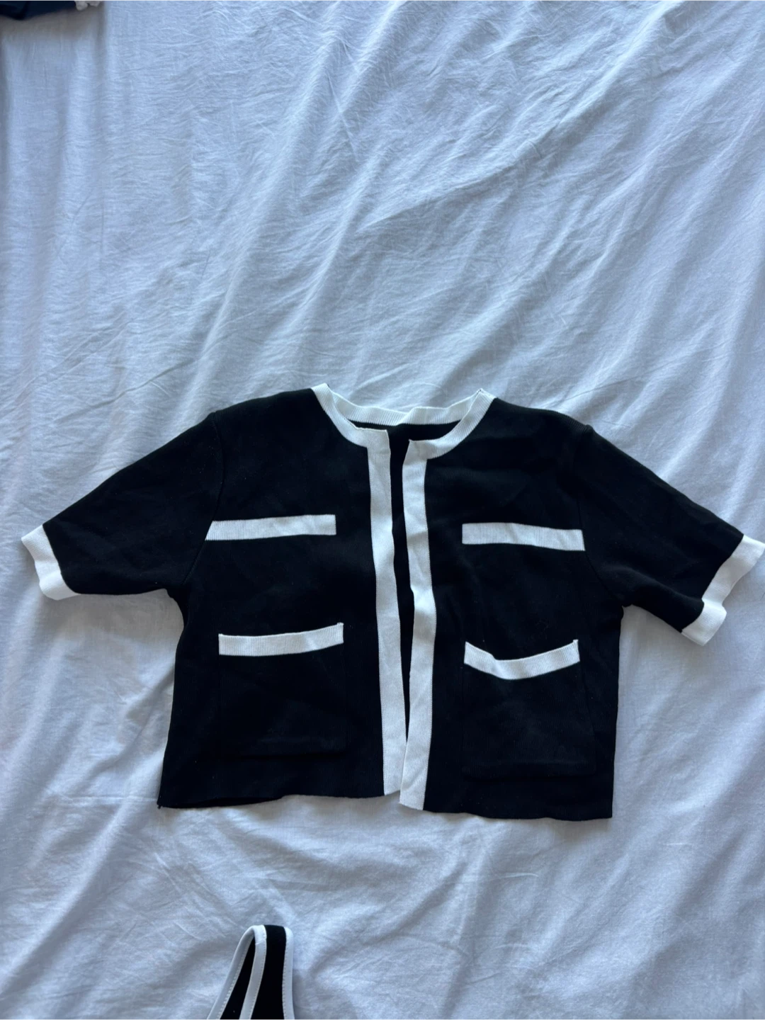 Black and White Knit Tank Top Cardigan Set - photo 3