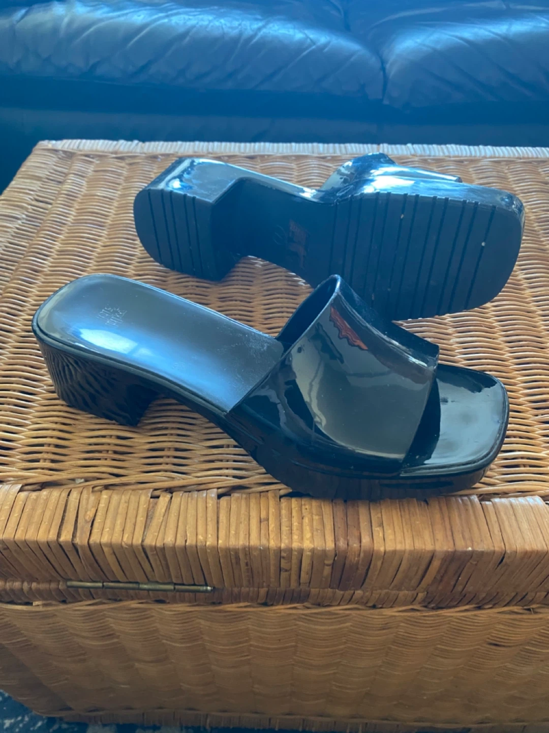 Black Platform Slide Sandals