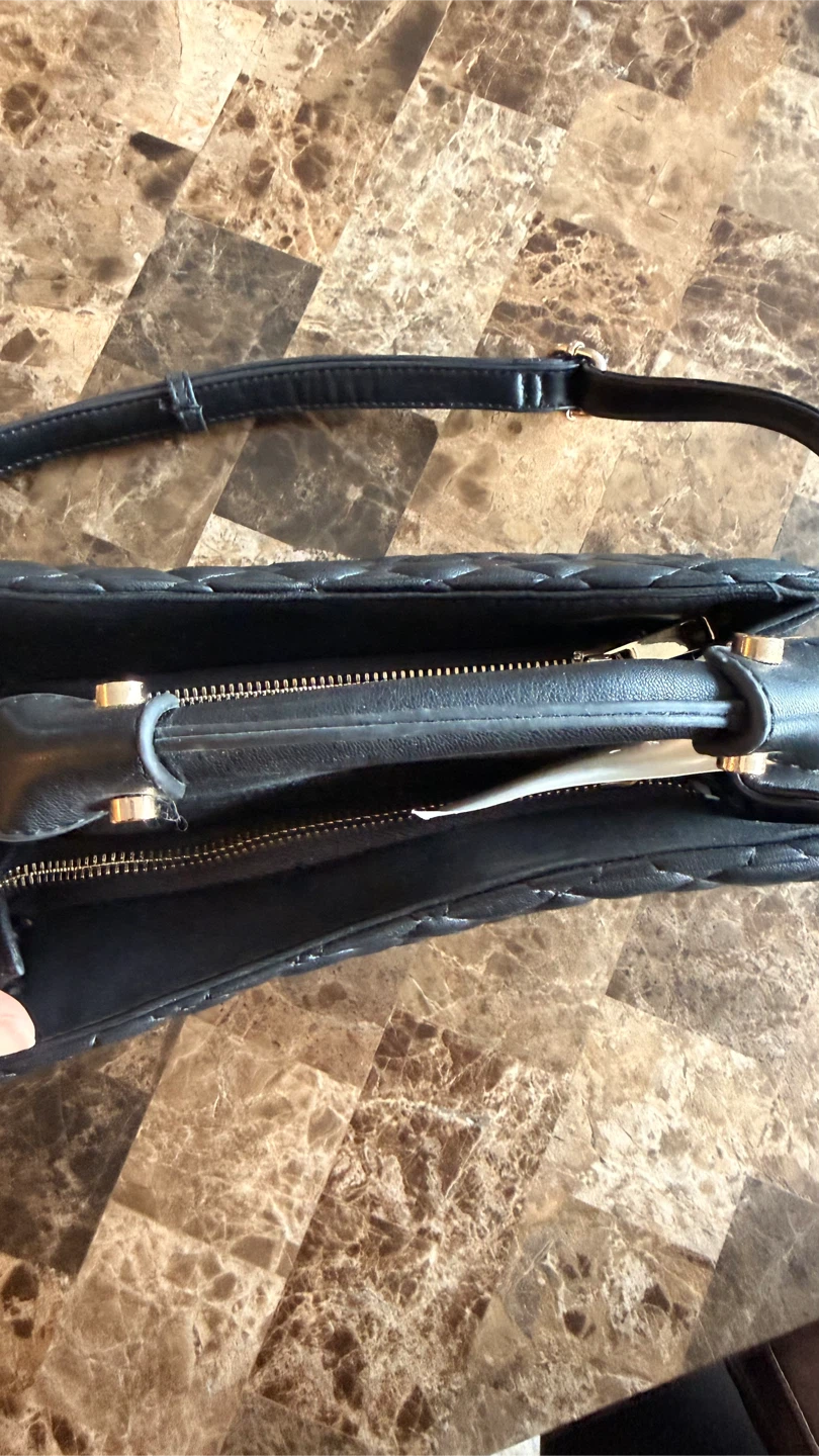 Black Quilted Satchel Handbag - photo 2