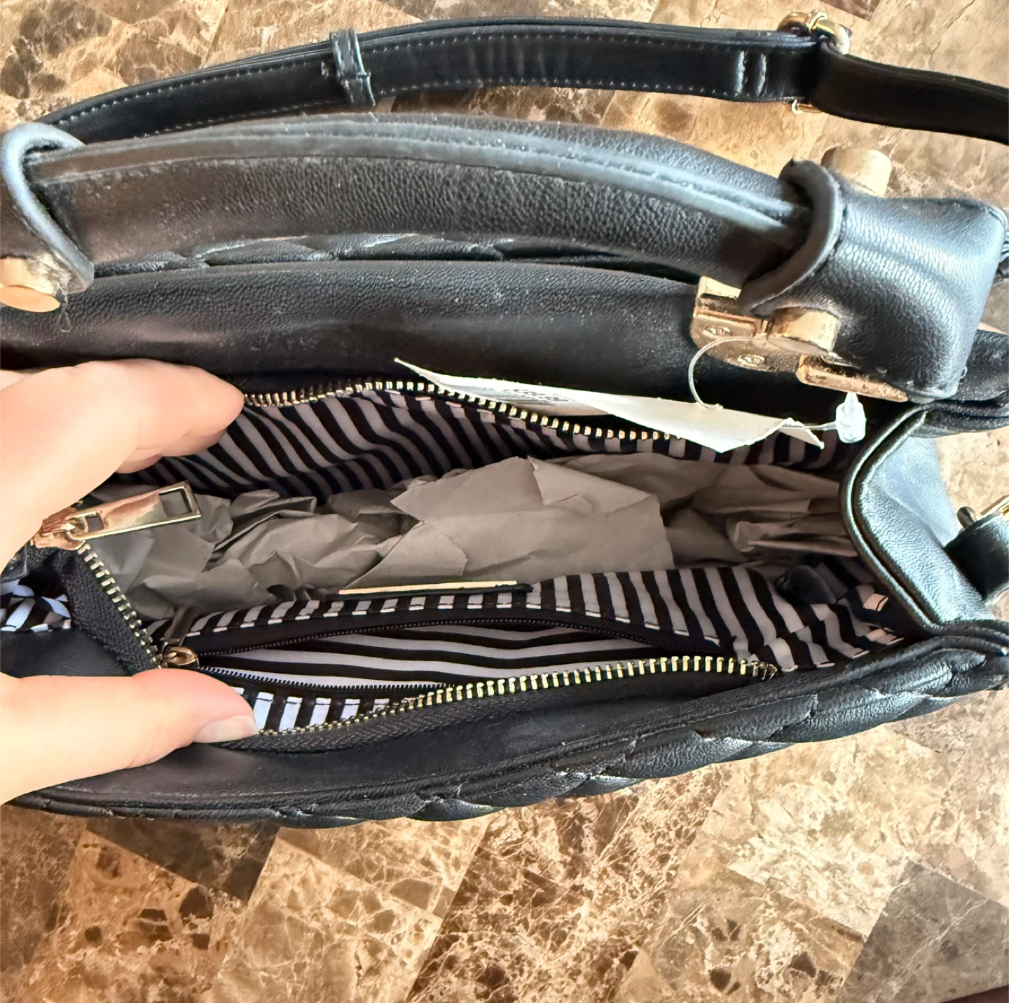 Black Quilted Satchel Handbag - photo 3