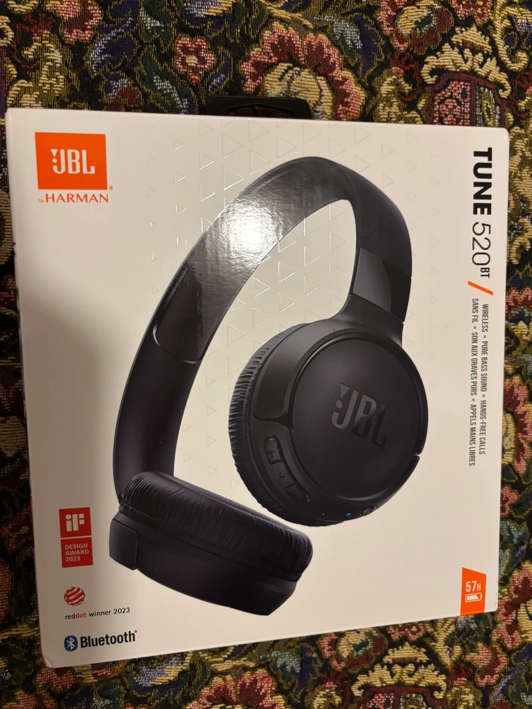 JBL TUNE 520BT Wireless On-Ear Headphones - Black