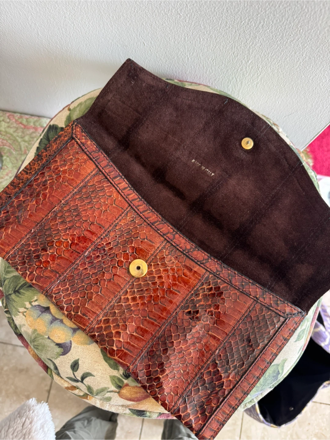 Vintage Snakeskin Clutch Purse - Reddish Brown - photo 2