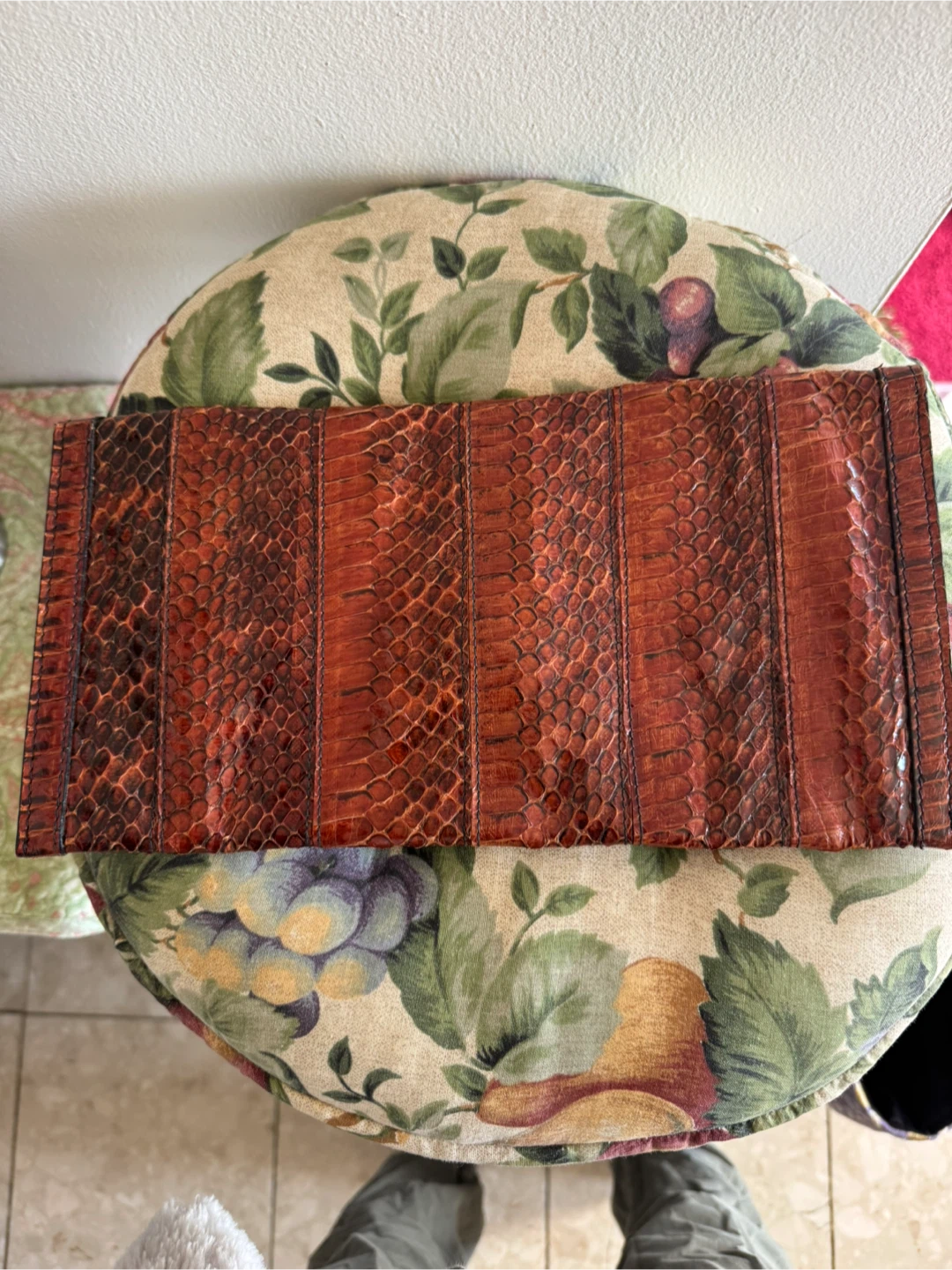 Vintage Snakeskin Clutch Purse - Reddish Brown - photo 3