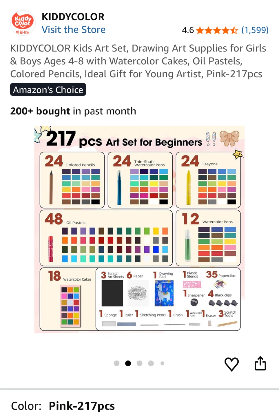 KIDDYCOLOR Kids Art Set - Pink 217pcs - photo 2