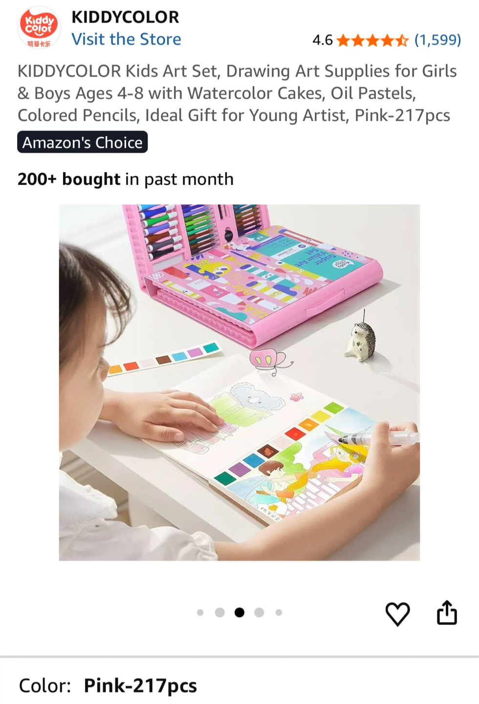 KIDDYCOLOR Kids Art Set - Pink 217pcs - photo 3