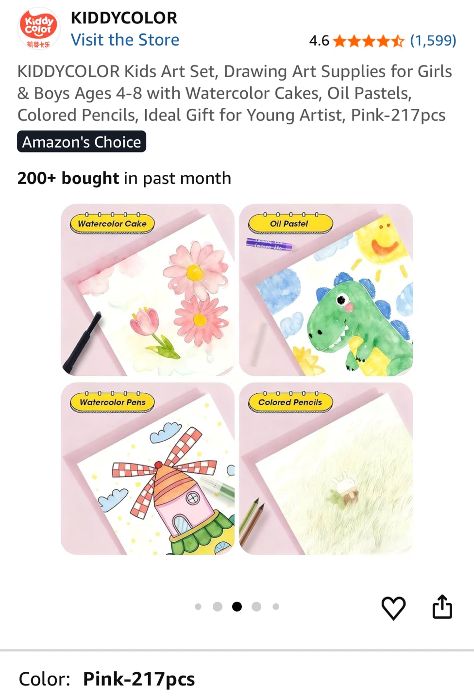KIDDYCOLOR Kids Art Set - Pink 217pcs - photo 4