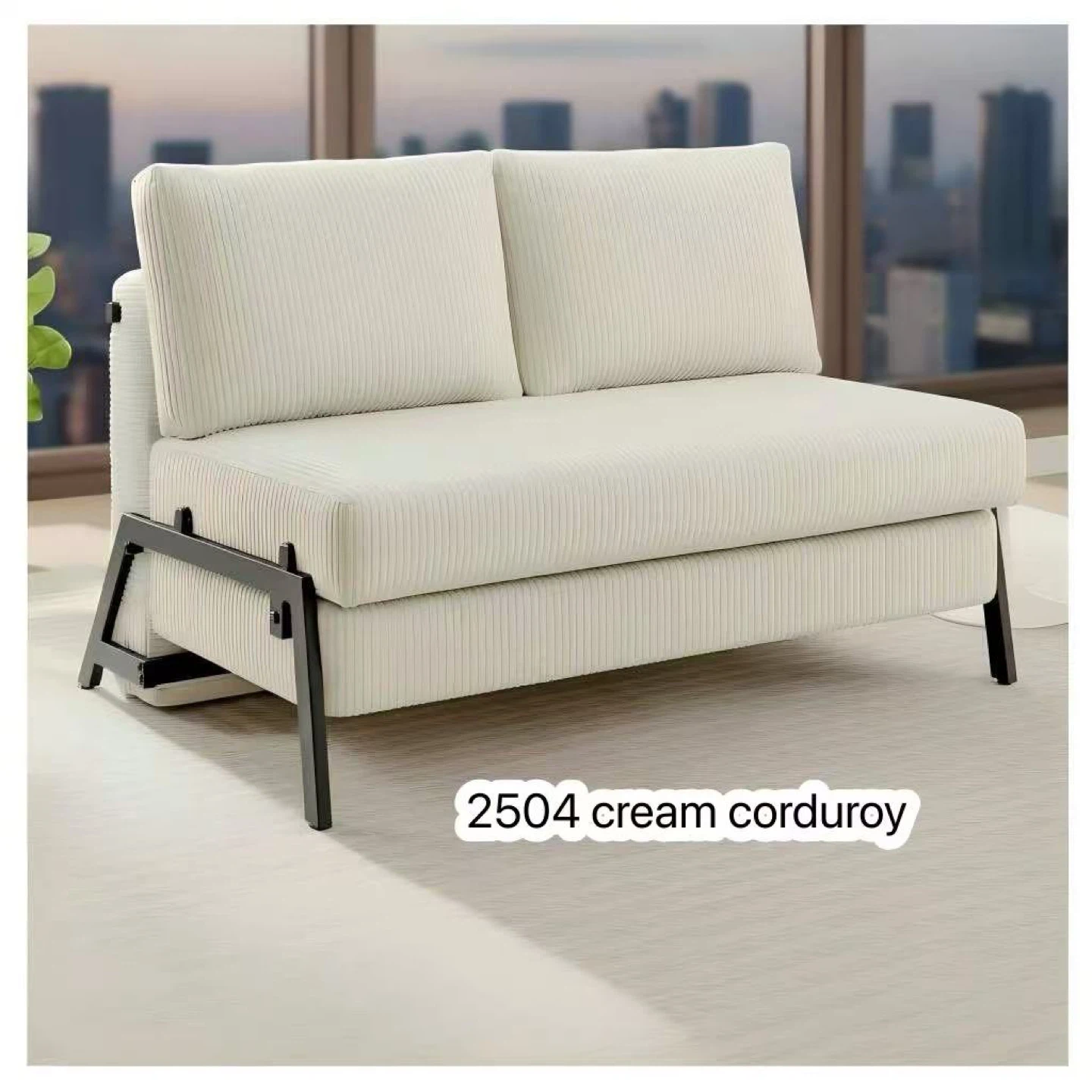 Convertible Sofa Bed - Dark Grey Corduroy - photo 5