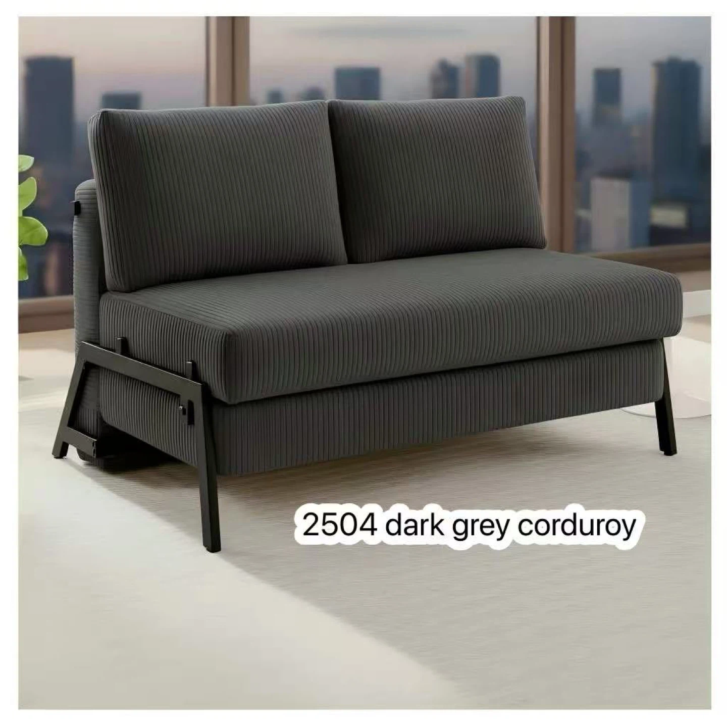 Convertible Sofa Bed - Dark Grey Corduroy - photo 3
