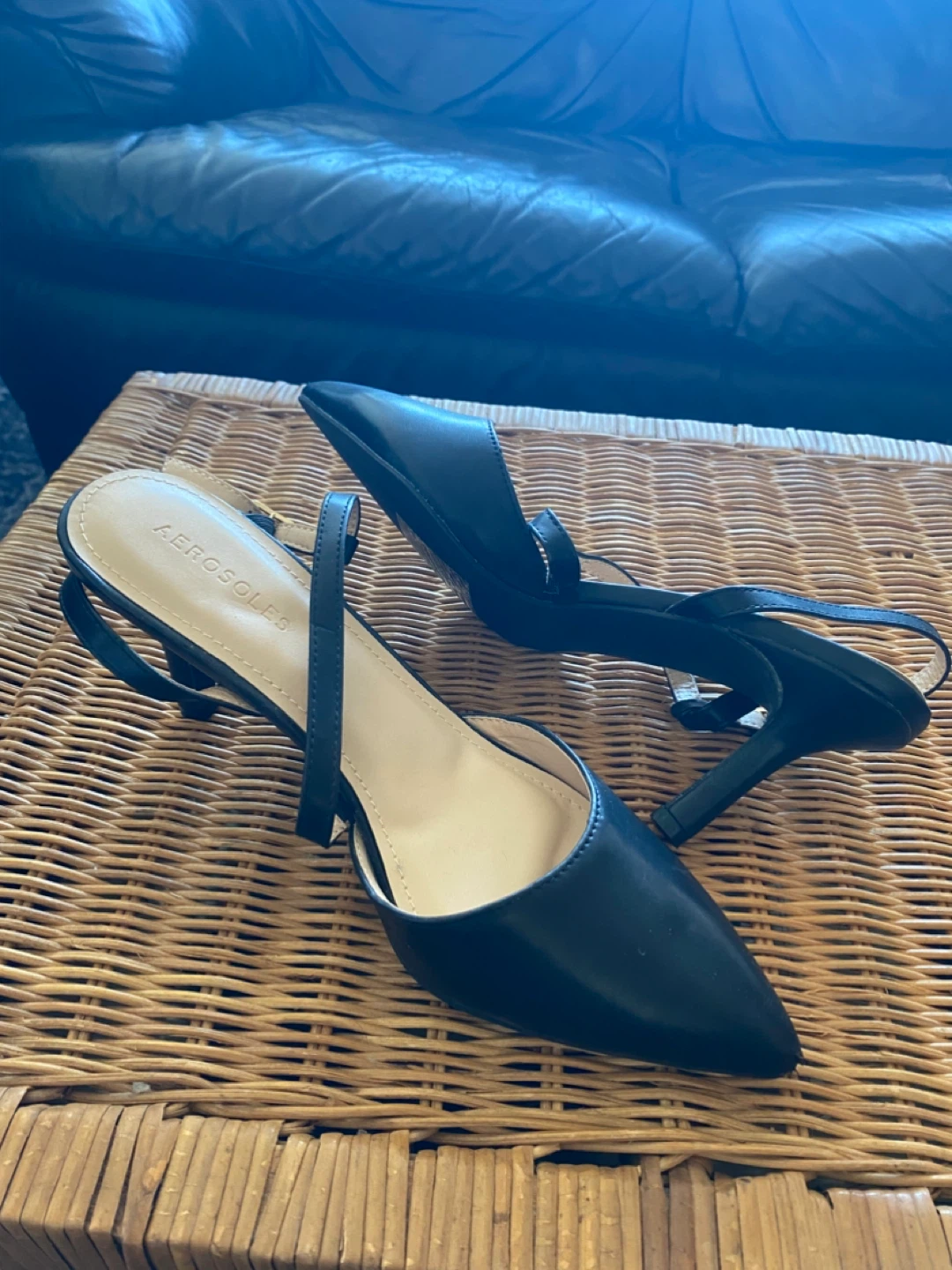 Aerosoles Black Slingback Kitten Heel Shoes