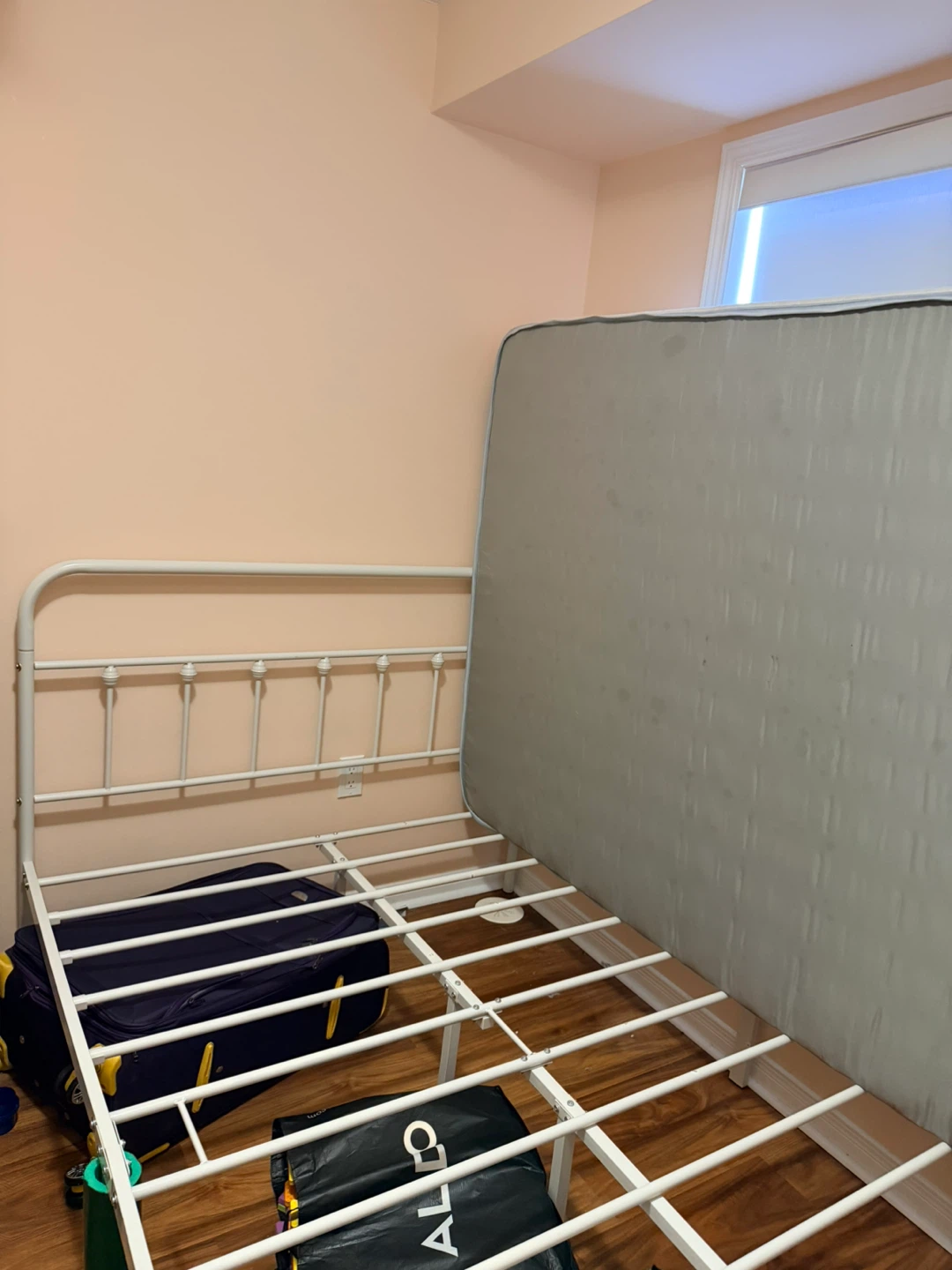 Full Size White Metal Bed Frame with Mattress - photo 3