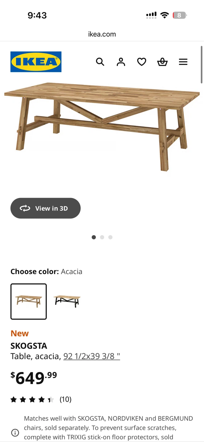 IKEA SKOGSTA Table (new product is $650)