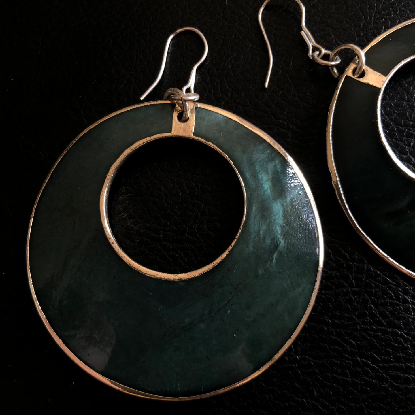 Large Dark Teal Hoop Earrings - photo 2