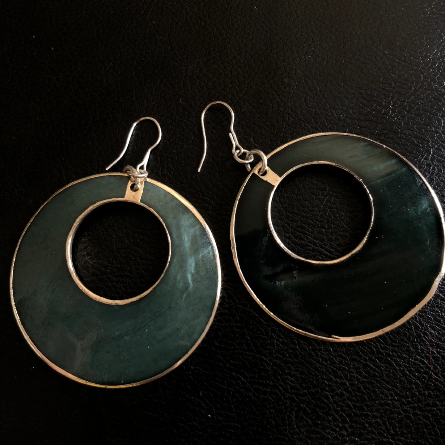 Large Dark Teal Hoop Earrings