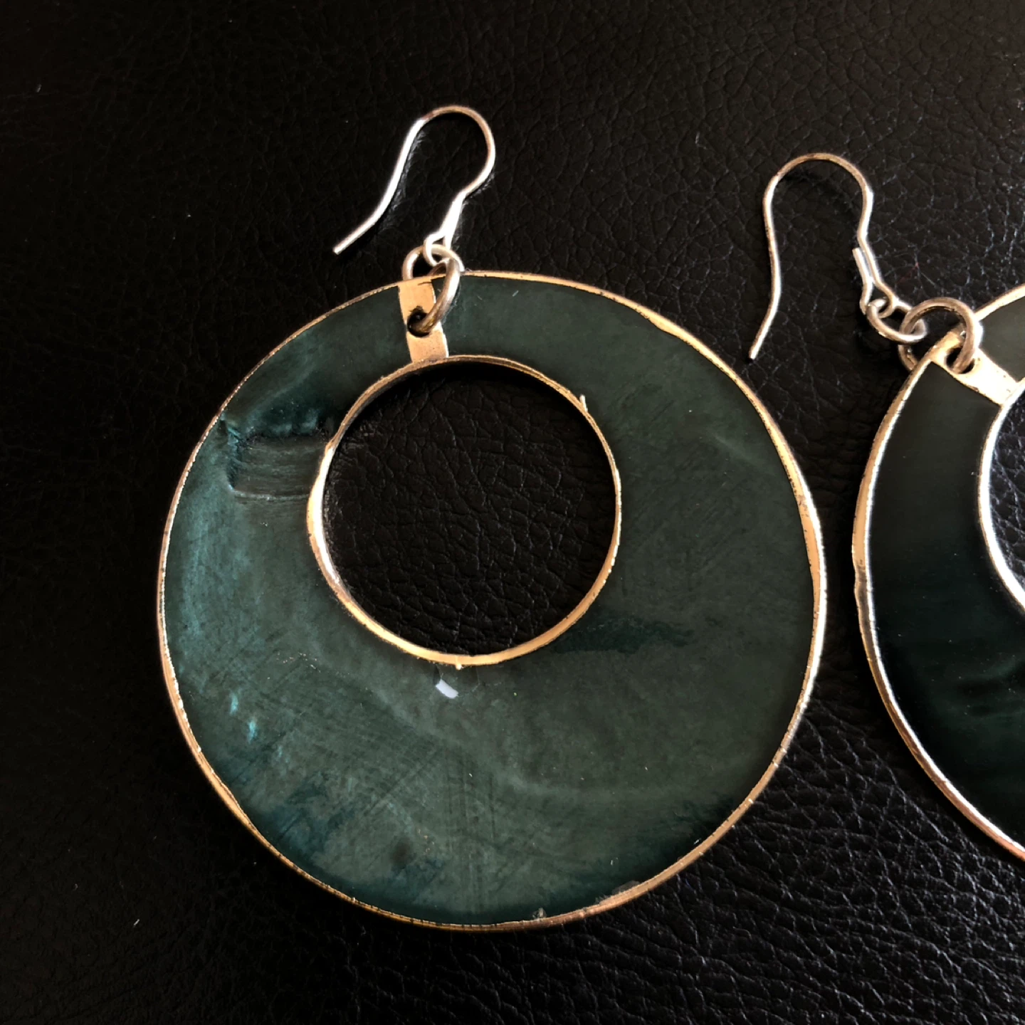Large Dark Teal Hoop Earrings - photo 3