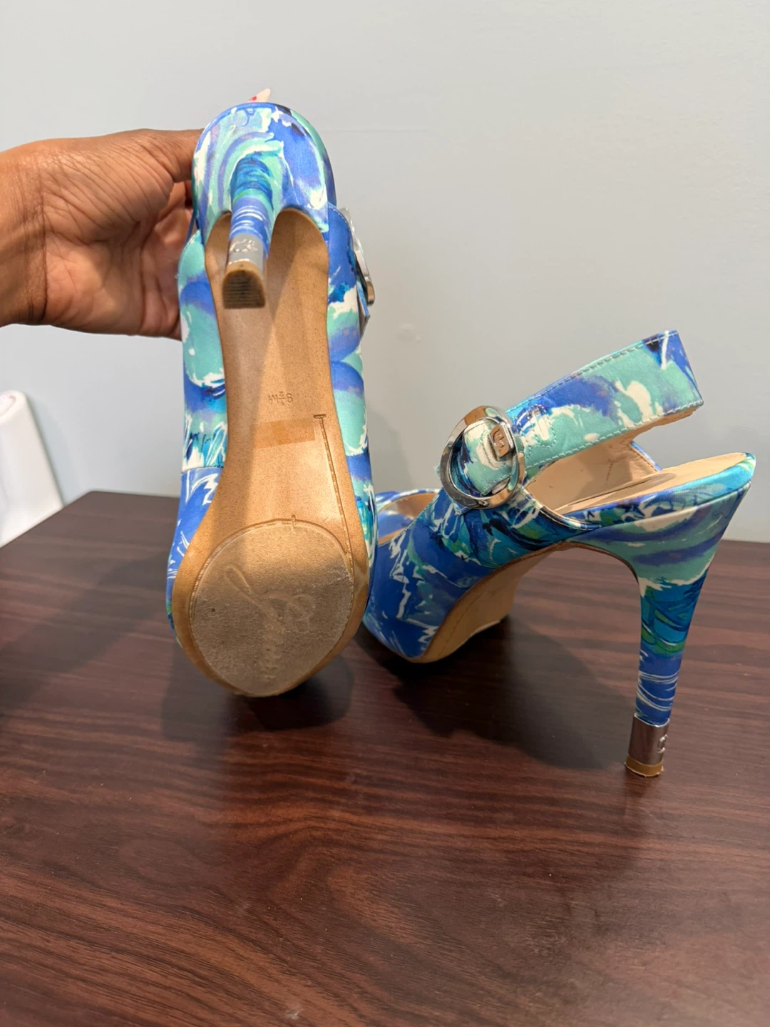 Guess Women's Blue Floral Slingback Heels 🏆 - photo 2