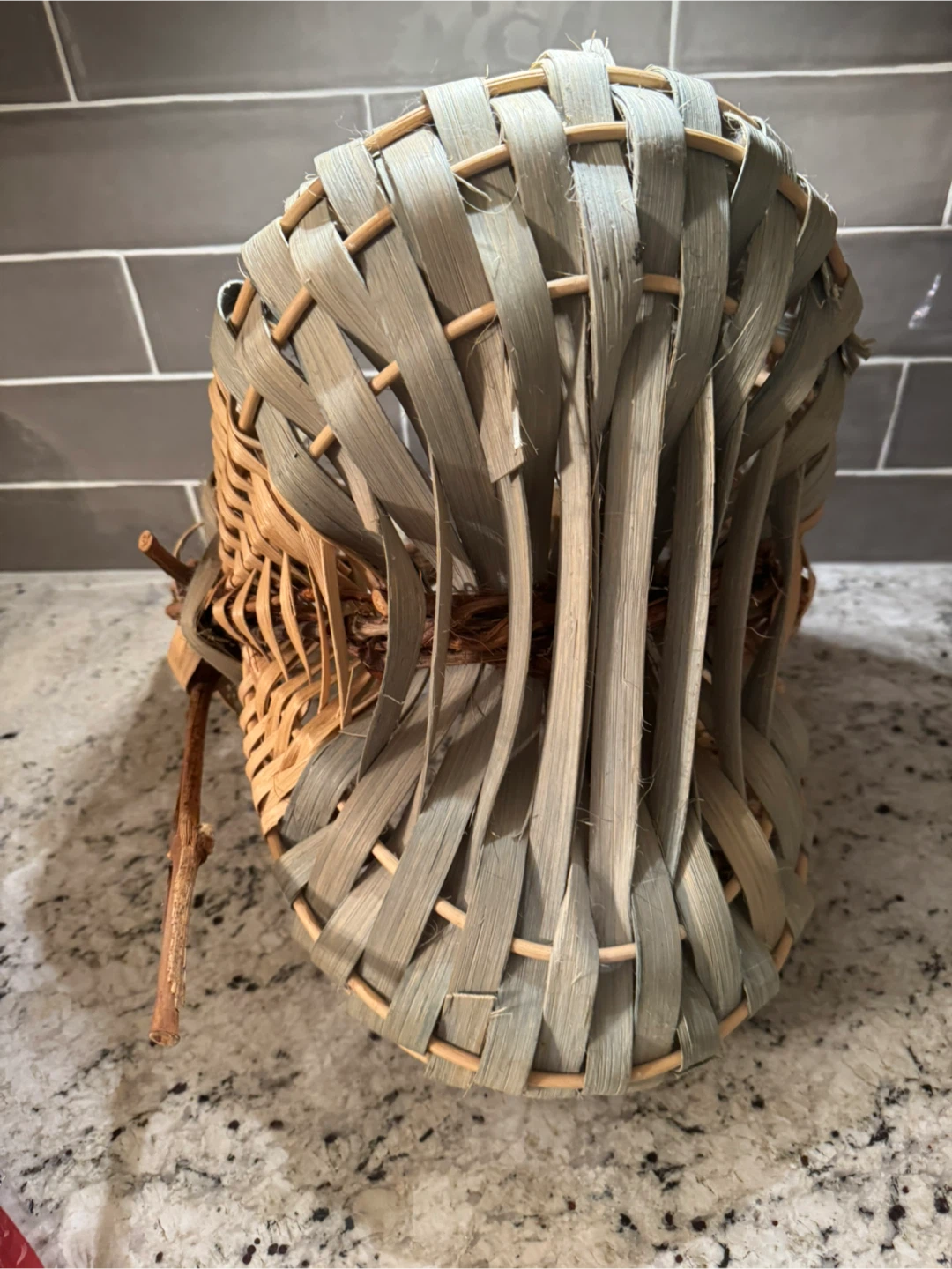 Handwoven Twig and Natural Fiber Basket - photo 4