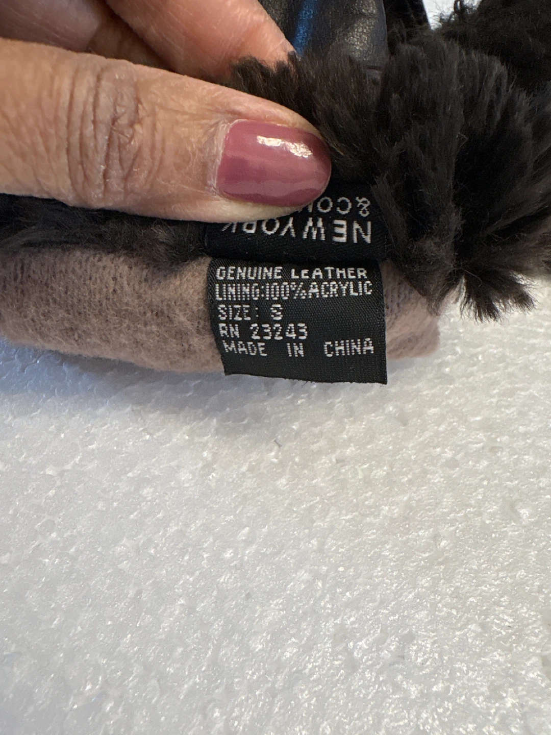 🏆NY& Company Women's Leather Gloves with Fur Trim - Size S - photo 4
