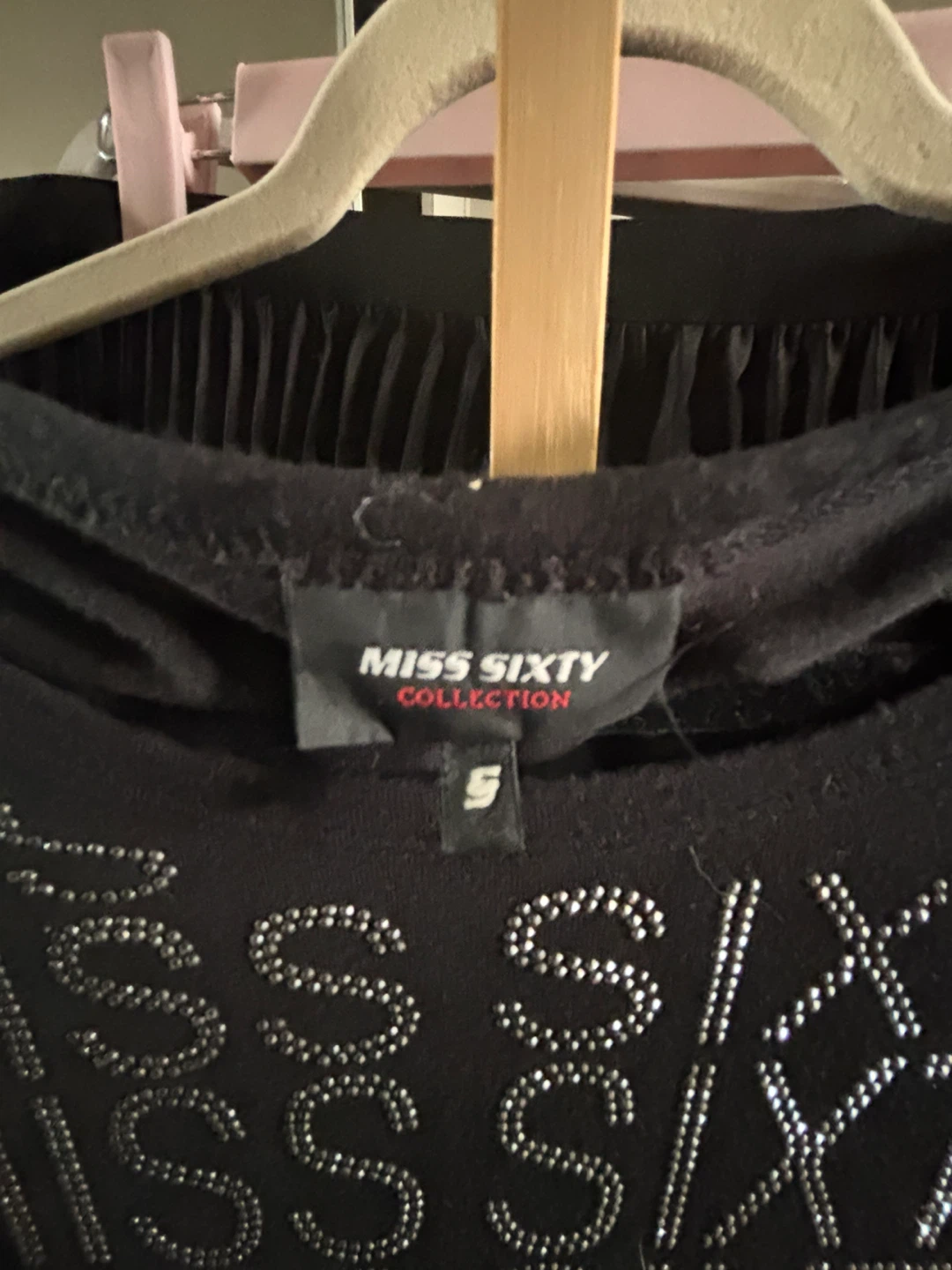 Miss Sixty Black Rhinestone Logo T-Shirt Size S - photo 3