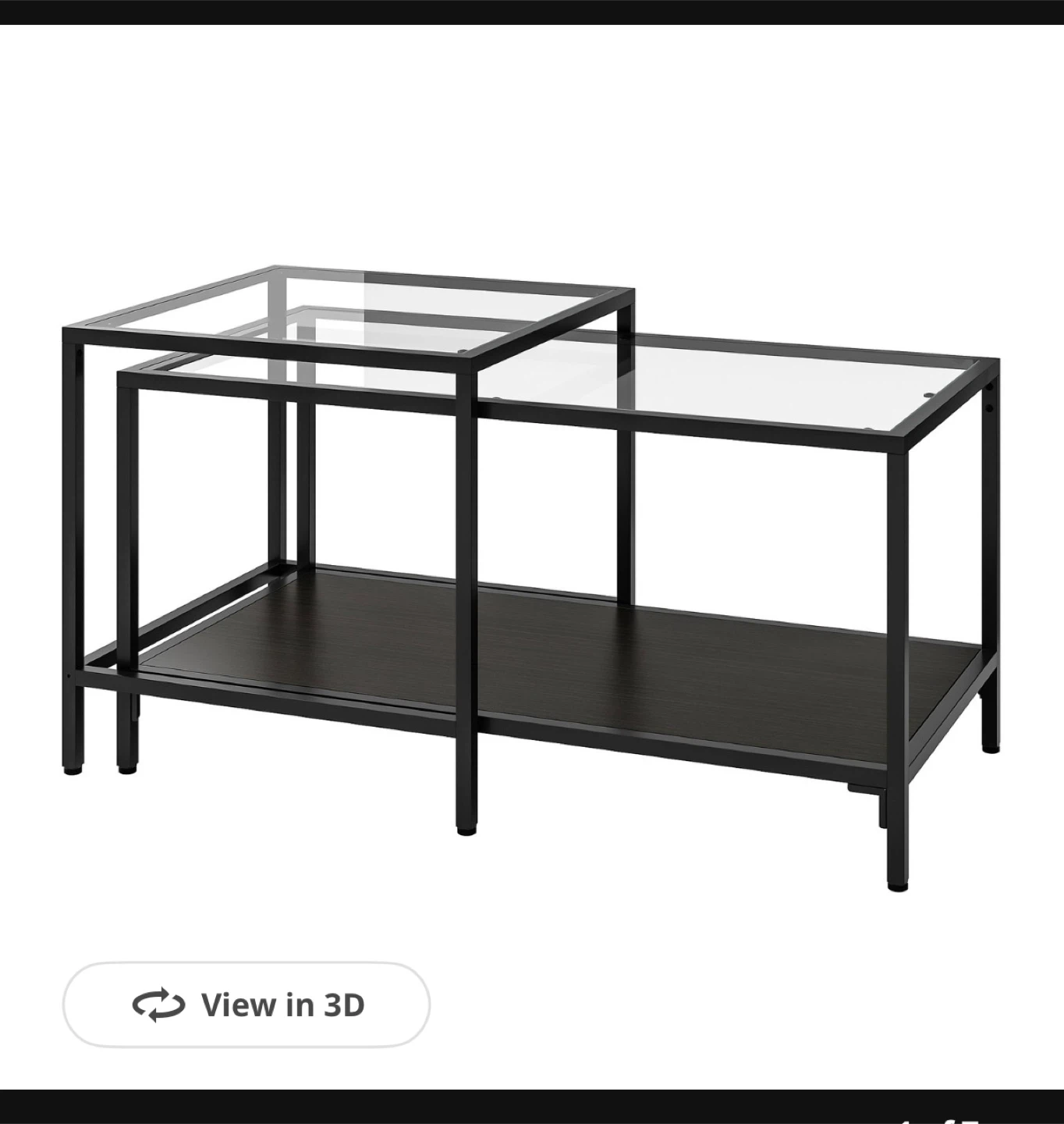 IKEA FJÄLLBO Coffee Table Black Metal & Glass