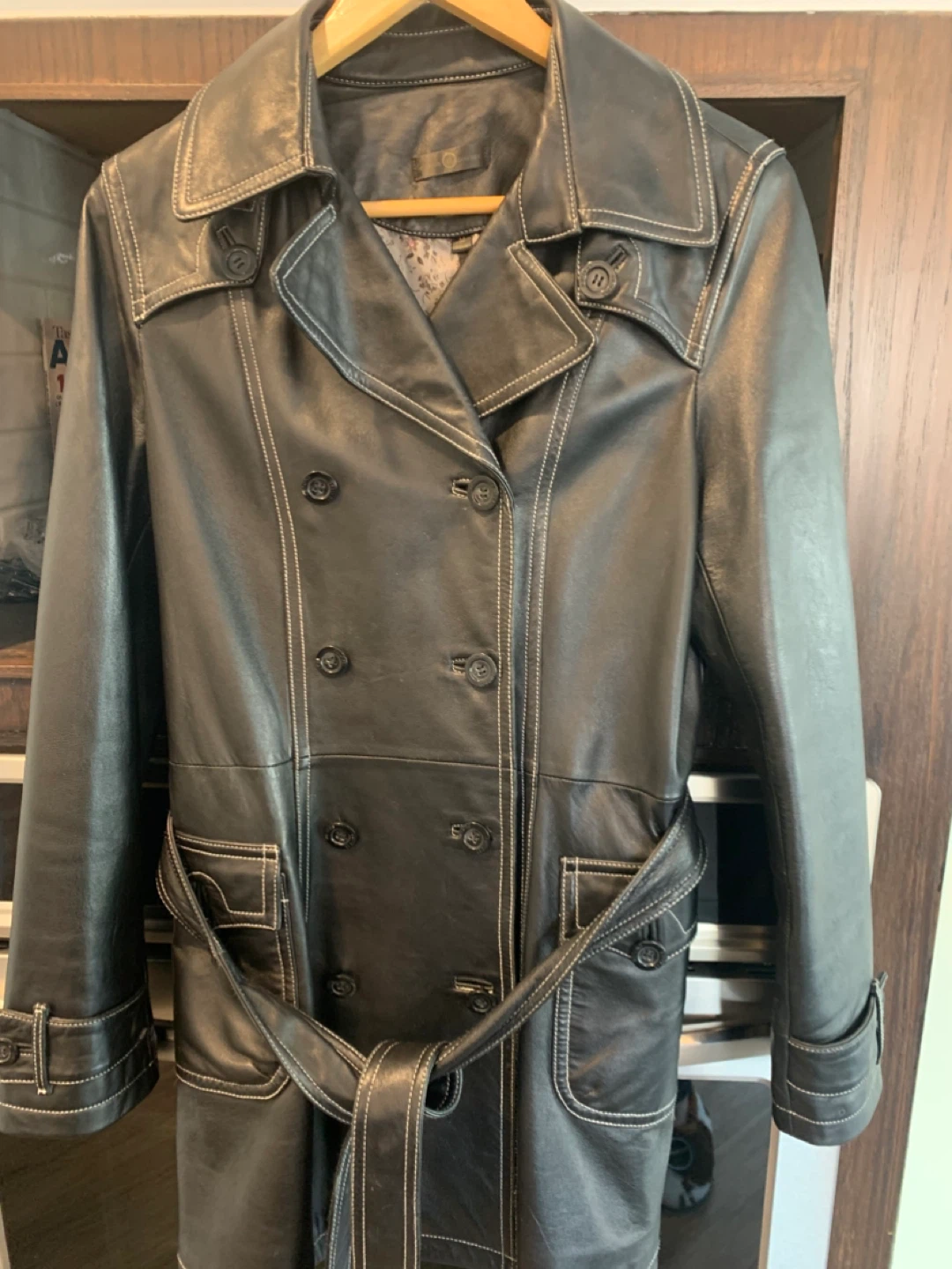 Wilsons Leather Black Trench Coat