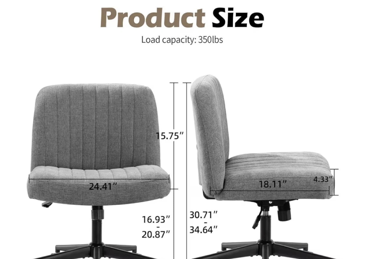 Grey Fabric Armless Office Chair