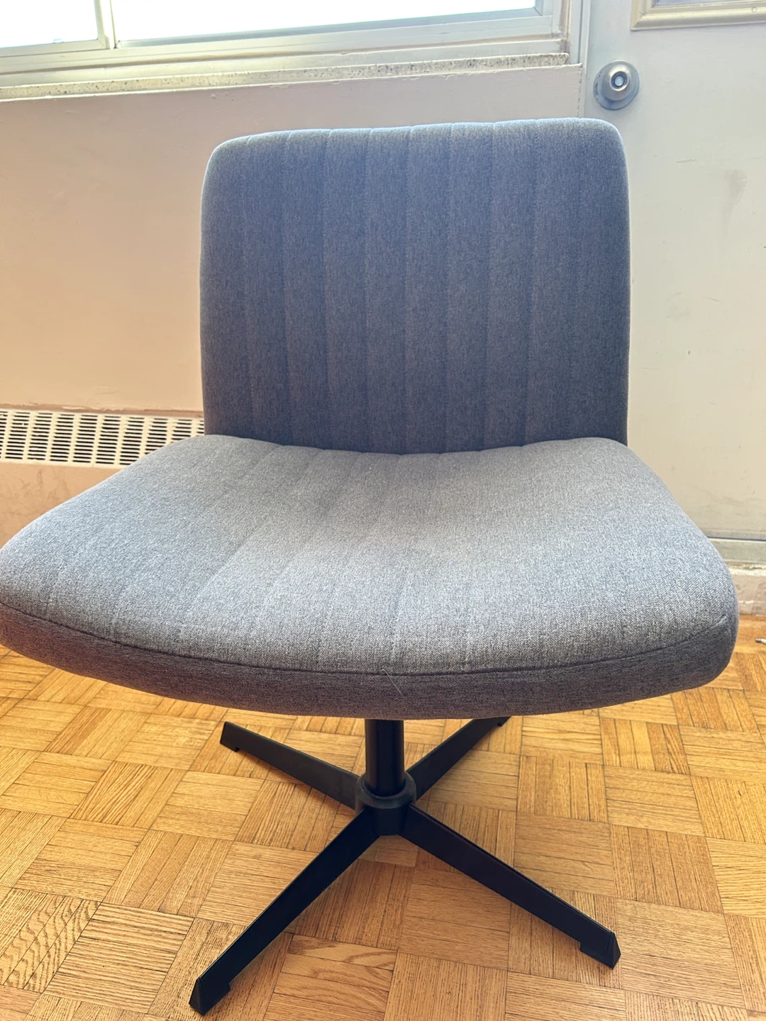Grey Fabric Armless Office Chair - photo 3