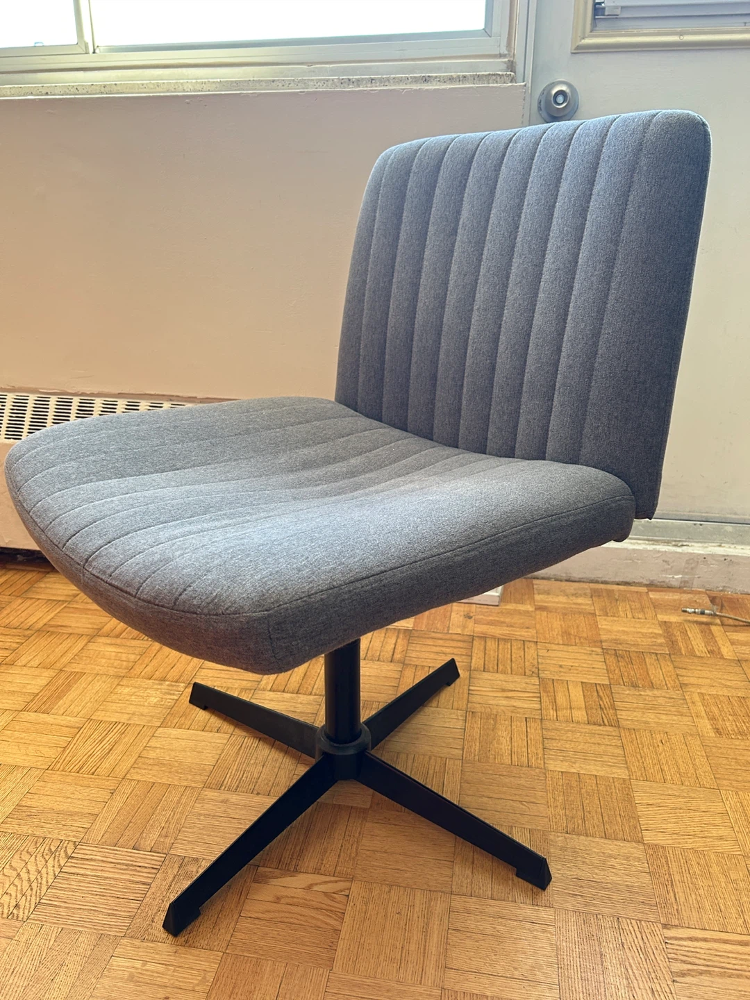 Grey Fabric Armless Office Chair - photo 2