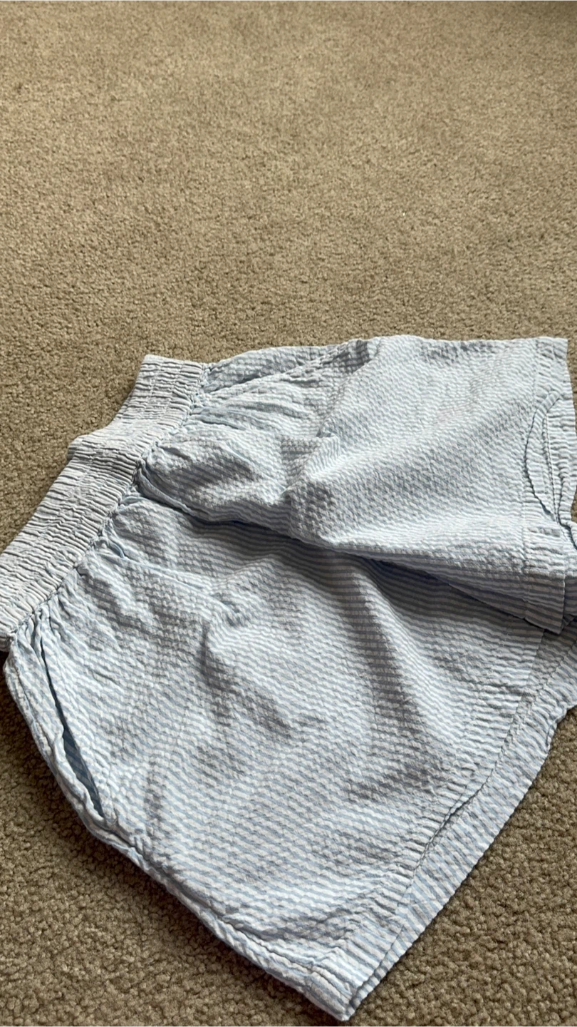 Blue and White Striped Seersucker Shorts - photo 2