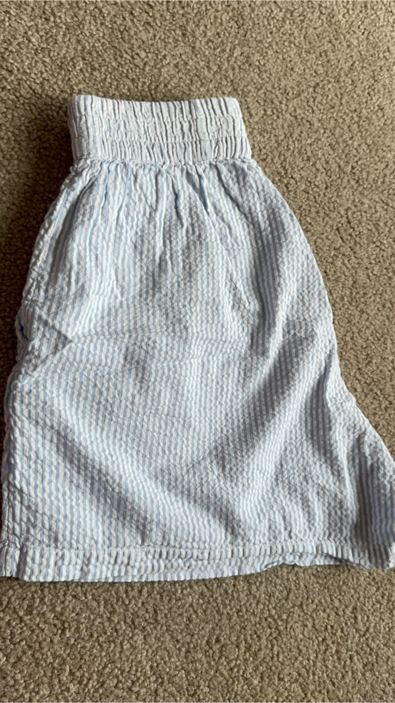 Blue and White Striped Seersucker Shorts