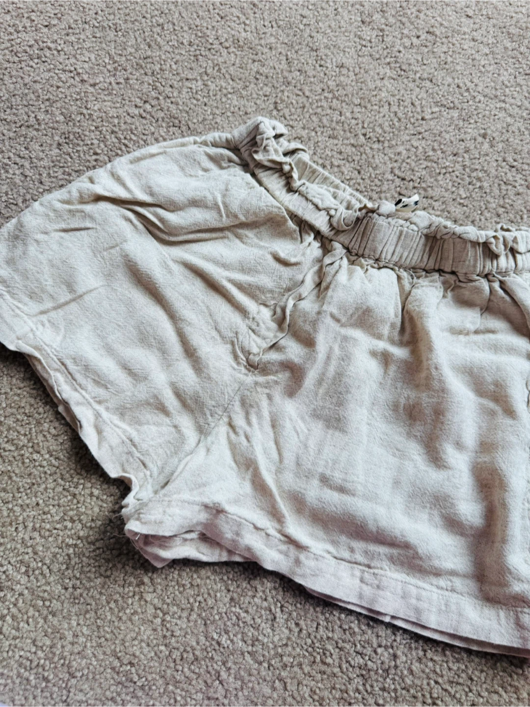 Beige Linen Blend Shorts