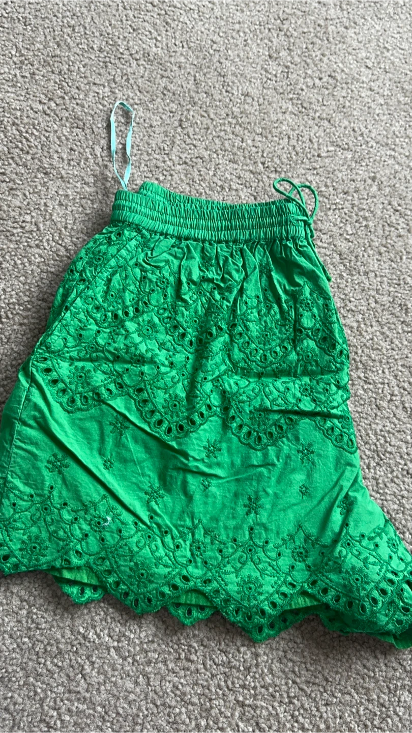 Green Broderie Anglaise Shorts