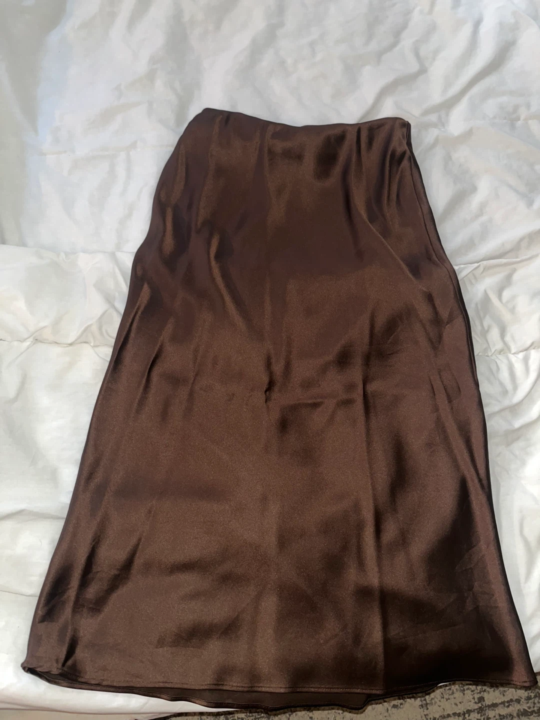 ZARA Brown Satin Midi Skirt Size EUR 38
